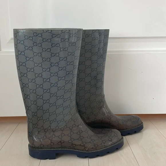 Gucci Rubber Monogram Wellington Rain Boots - Picture 1 of 4